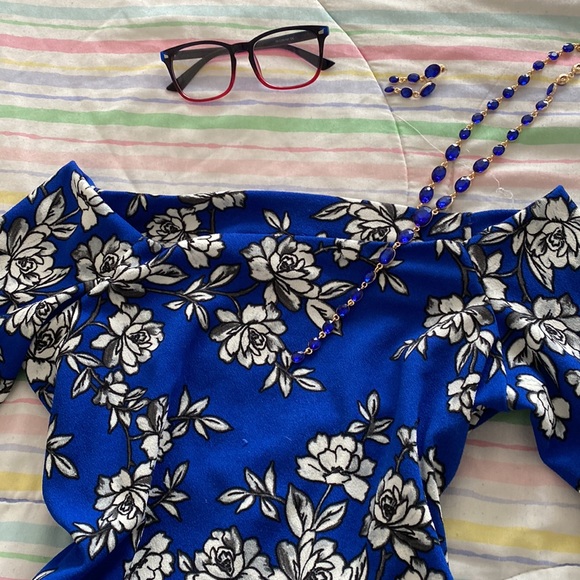 OLIVIA MATTHEWS Off-the-Shoulder Chinoiserie Floral Dress - Picture 2 of 12